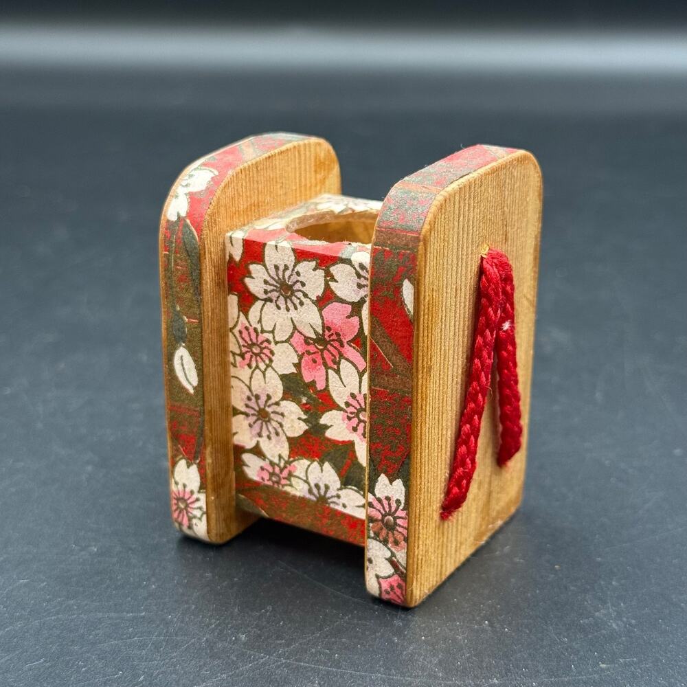 Vintage Handcrafted Geta Sandal Toothpick Holder Floral Handpainted Collectible